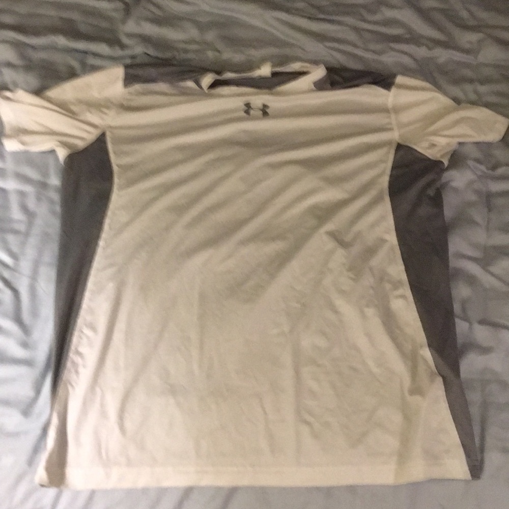 Grey and White Under Armor Shirt (Medium)